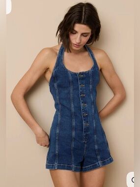 American eagle denim halter romper